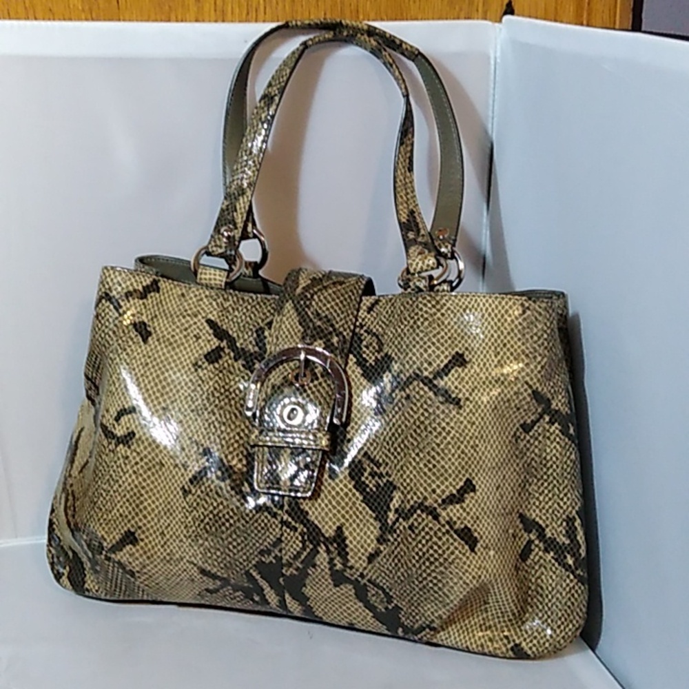 Coach brand Soho Lynn faux python embossed 3 compartment hobo purse